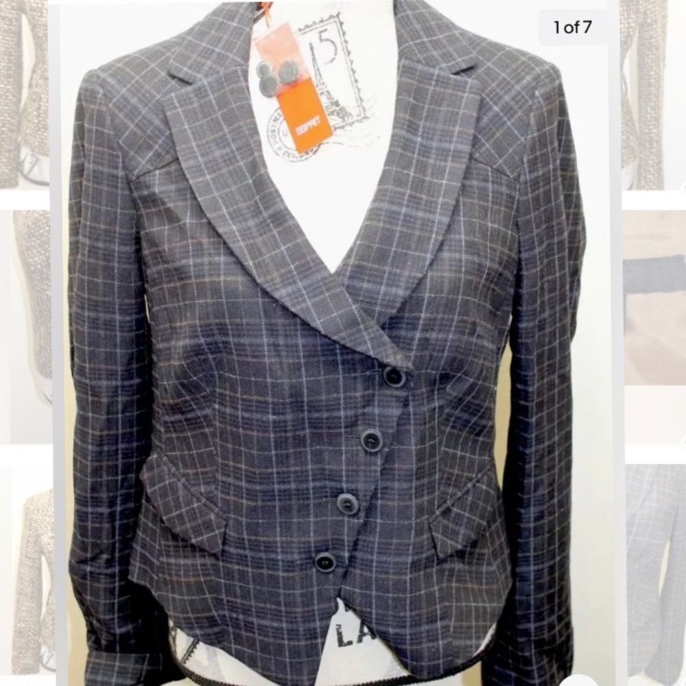 Esprit Gray Plaid Blazer